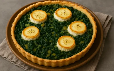 Tarta salada de acelgas con queso de cabra