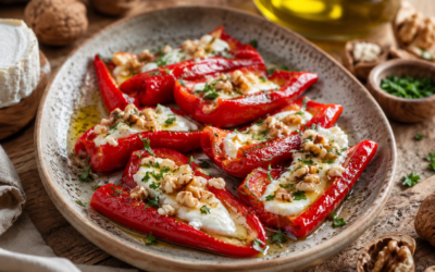 Pimientos del Piquillo de Lodosa con queso de cabra y nueces
